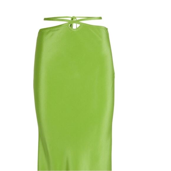 CHRISTOPHER ESBER Silk Faille Loophole Tie Skirt Green Apple NWT in Size 8 - Picture 11 of 13